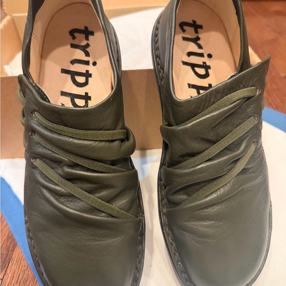 Trippen Thrill Khaki Flat Loafers